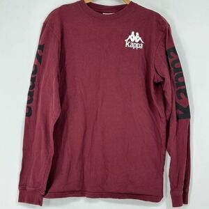 Kappa Men Burgundy Long Sleeve T Shirt Classic Logo Sleeve Graphic M read
